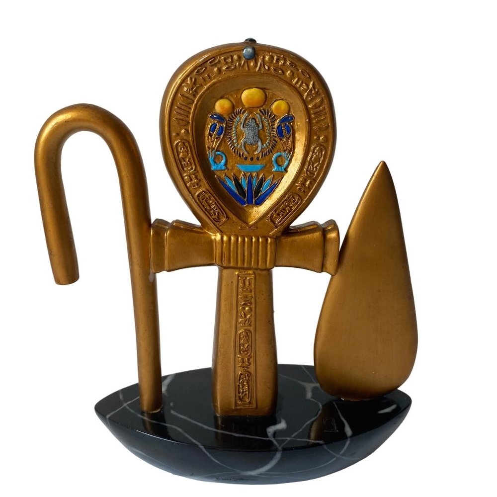 Summit Collection Golden Ankh Key of Life Egyptian decor scarab cobras signed RE